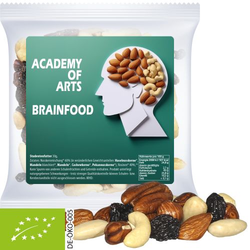 Bio Studentenfutter, ca. 30g, Express Maxi-Tüte mit Etikett