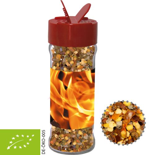 Bio Gewürzmischung Feuer und Flamme, ca. 45g, Glas mit Streuaufsatz