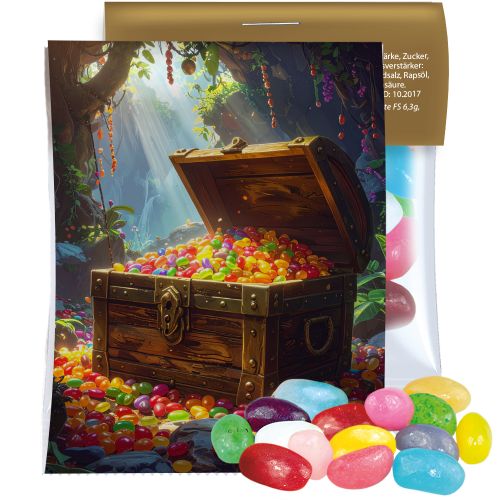 Jelly Beans sauer-Mix, ca. 15g, Express Midi-Tüte mit Werbereiter