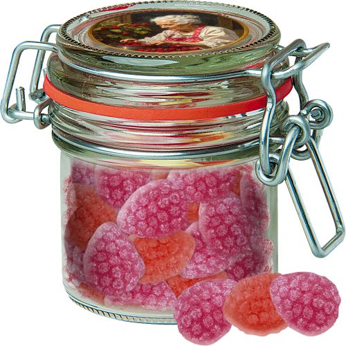Erdbeer Chili Bonbons, ca. 60g, Bonbonglas Mini