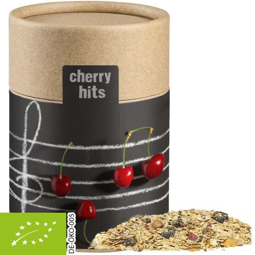 Bio Müsli Sauerkirsche, ca. 60g, Kraftpapierdose Midi