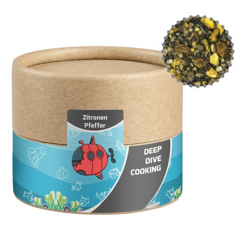 Gewürzmischung Zitronen-Pfeffer, ca. 40g, Kraftpapierdose Mini