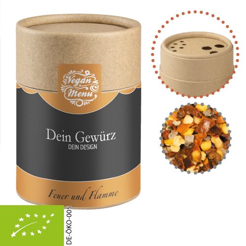 Bio Gewürzmischung Feuer und Flamme, ca. 75g, Kraftpapierstreuer Midi