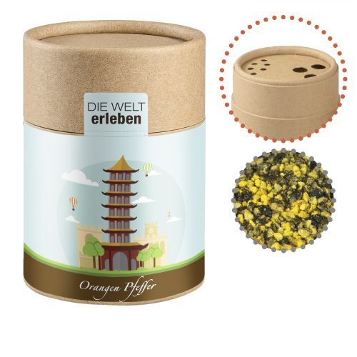 Gewürzmischung Orangen-Pfeffer, ca. 75g, Kraftpapierstreuer Midi