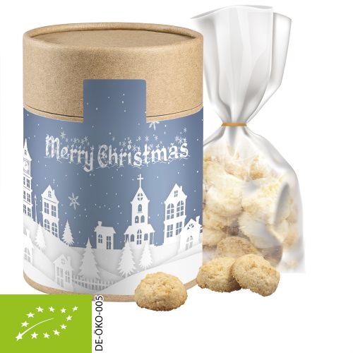 Bio Weihnachts Kokos Kekse, ca. 100g, Beutel in Kraftpapierdose Maxi