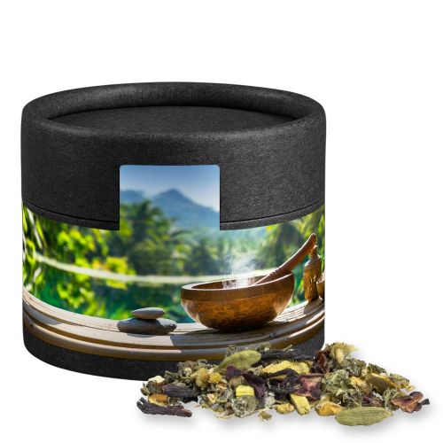Ayurveda Relax-Tee, ca. 18g, Kraftpapierdose Mini schwarz