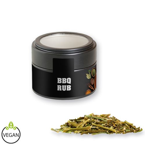 Gewürzmischung BBQ Kräuter Rub, ca. 40g, Metalldose Mini mit Sichtfenster schwarz