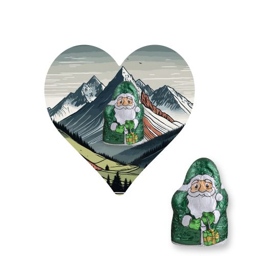 Mini Schoko-Weihnachtsmänner (vegan), ca. 7g, Flyer Mini Herzform