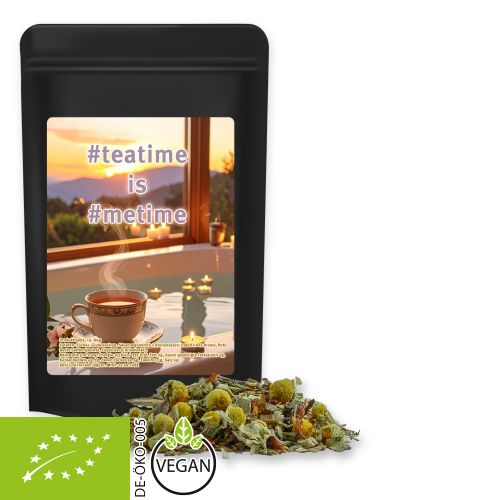 Bio Rotbuschtee Entspannungszeit, ca. 40g, Standbeutel Midi schwarz