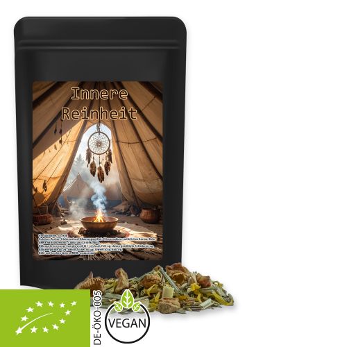 Bio Kräutertee Seelenwohl, ca. 32g, Standbeutel Midi schwarz