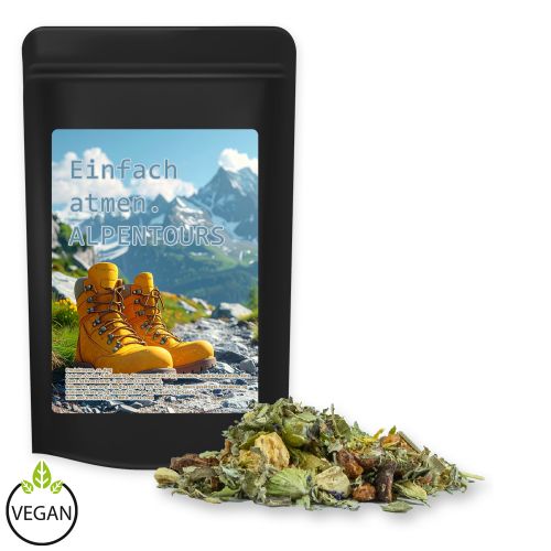 Kräutertee Bergtee & Zitrus, ca. 35g, Standbeutel Midi schwarz