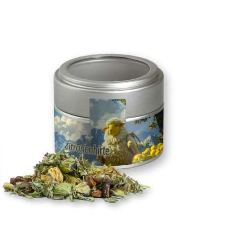 Kräutertee Bergtee & Zitrus, ca. 20g, Metalldose Mini mit Sichtfenster silber